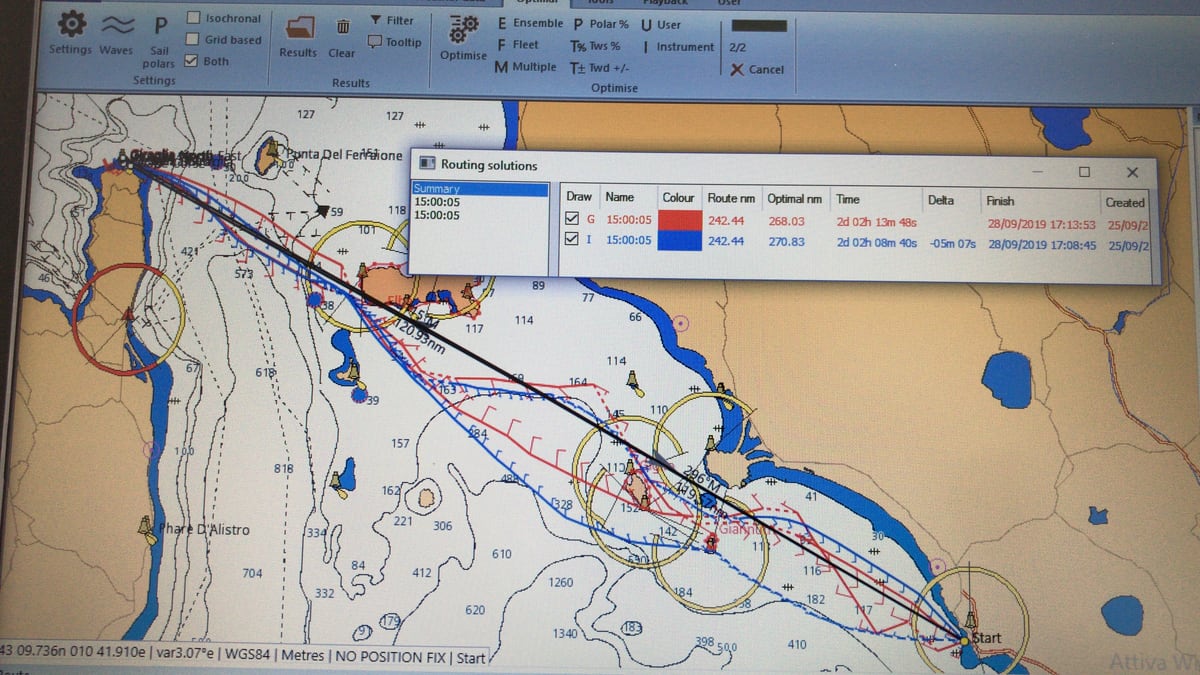 Expedition Marine navigation software in use at the chart table — routing, speed polars, currents for offshore racing.